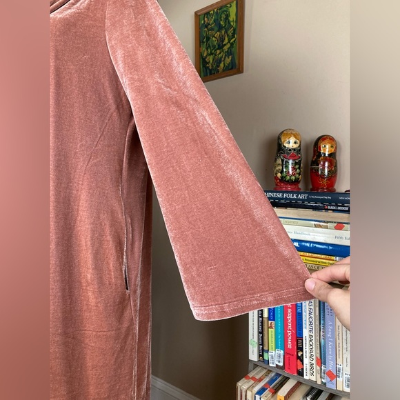 Suzanne Betro SB Mauve Pink Velvet Duster Kimono Cardigan Sz Large L - Picture 6 of 16